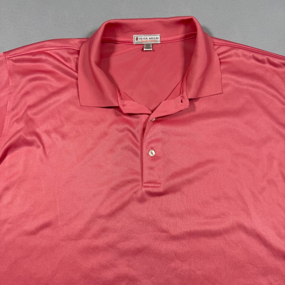 Peter Millar Summer Comfort Mens XL Coral Pink Short Sleeve Performance Polo